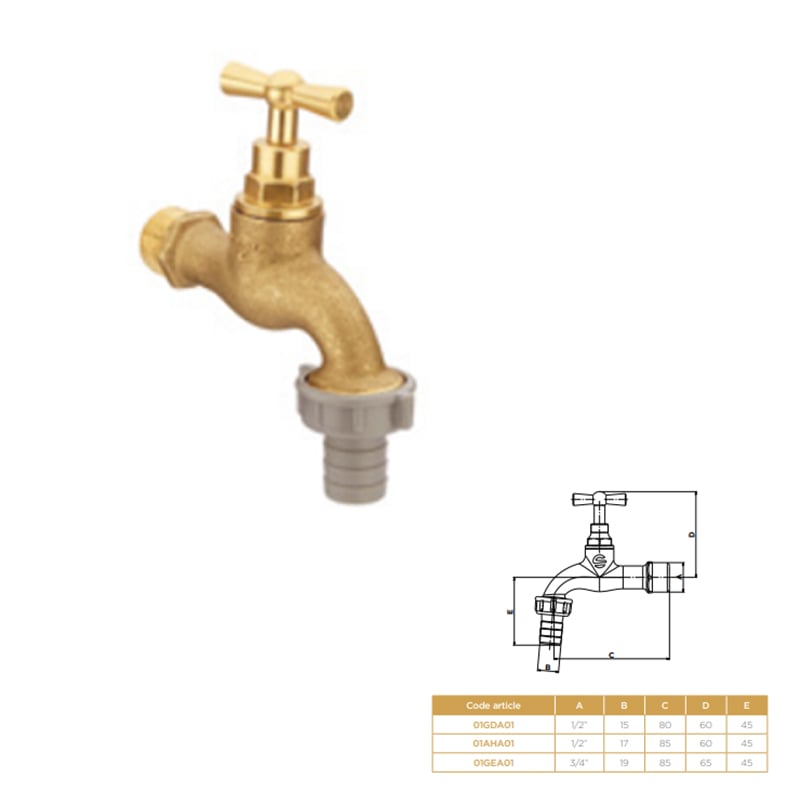 S&M 551499 Grifo De Jardín De Pared – Acabado Cromado, Diseño Mini 1/2 Con Cabezal Cerámico